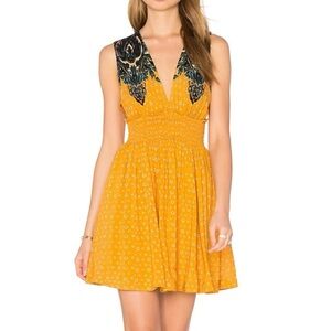 Free People Walking Through My Dreams Dress in Orange Combo